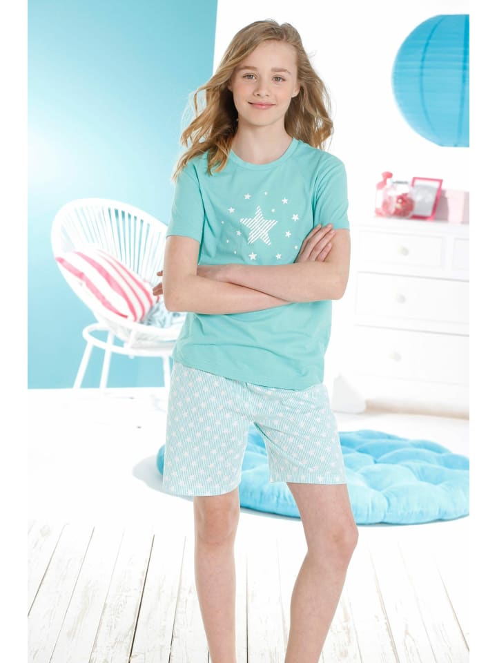 Petite Fleur Kids Pyjama in mint, weiß günstig kaufen