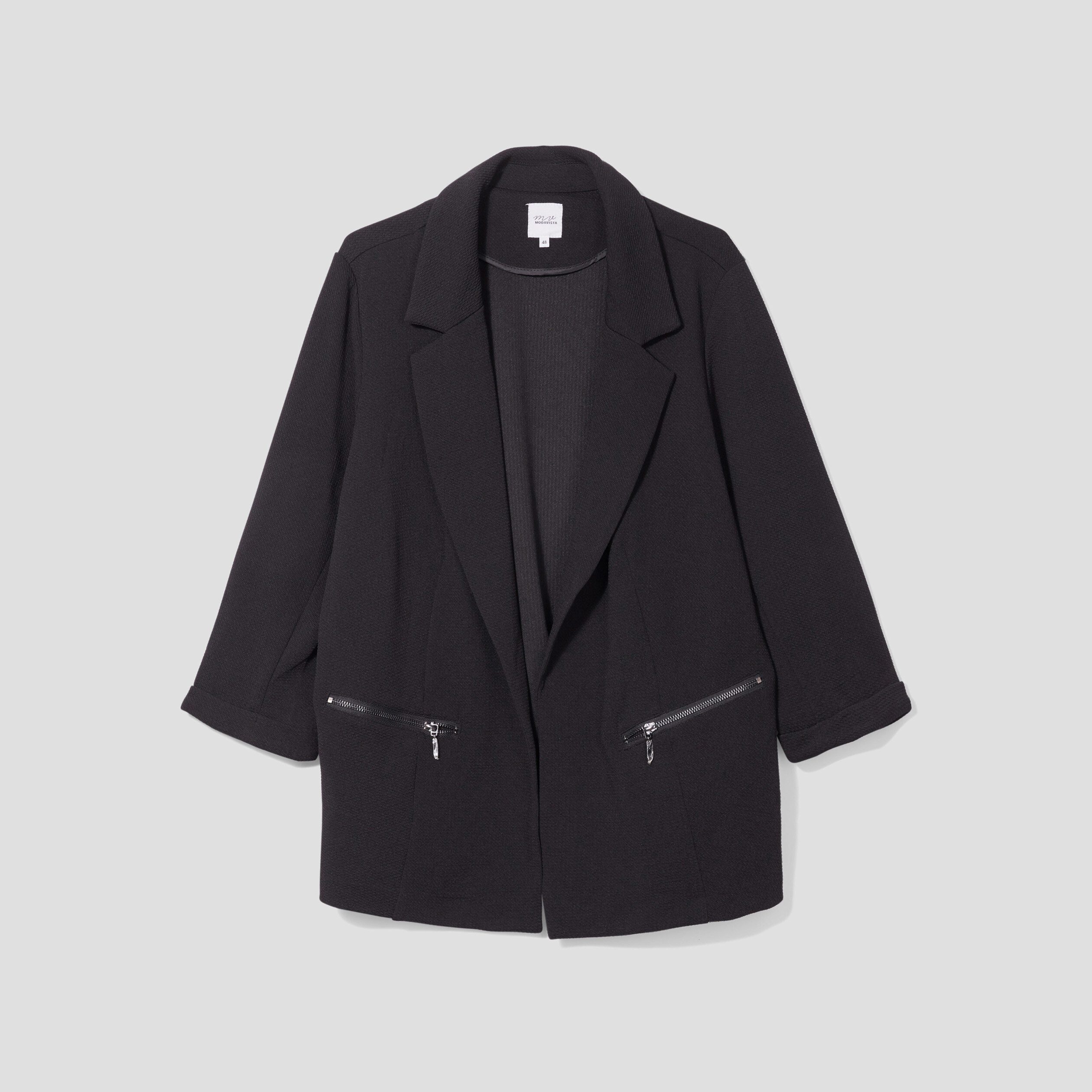 Veste ajustée manches 3 4 noir femme grande taille | La Halle