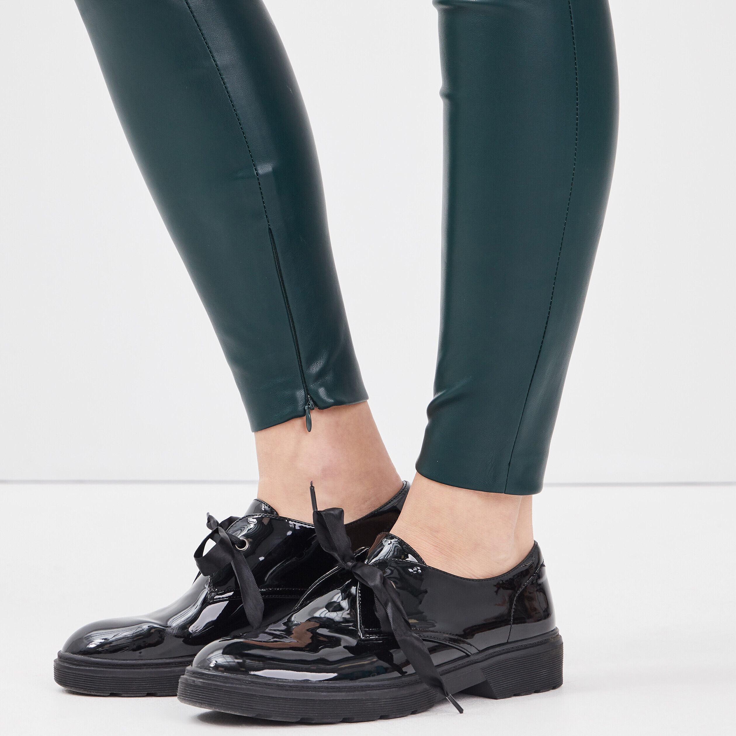 Legging similicuir vert kaki femme | Cache Cache