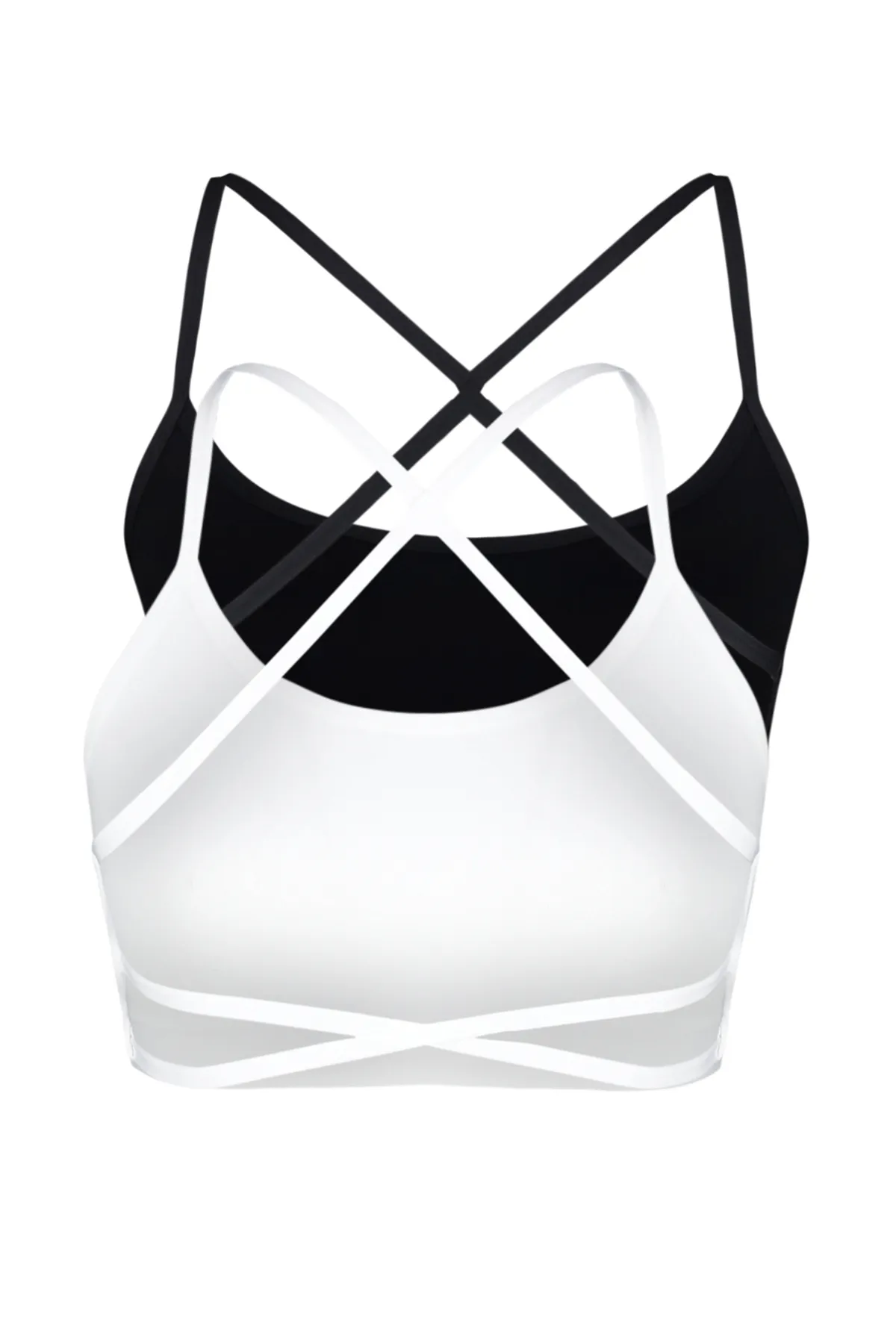 Trendyol Collection  Schwarz-weißer 2er-Pack nahtloser/nahtloser Träger-Bralette-Strick-BH ohne Überzug THMSS24SU00062