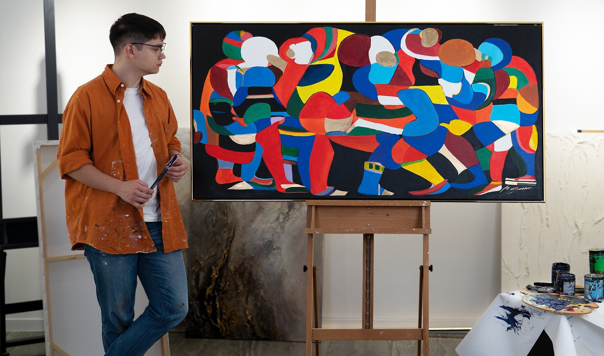 YS-Art Gemälde Tänze der Farben und Formen, Abstraktion