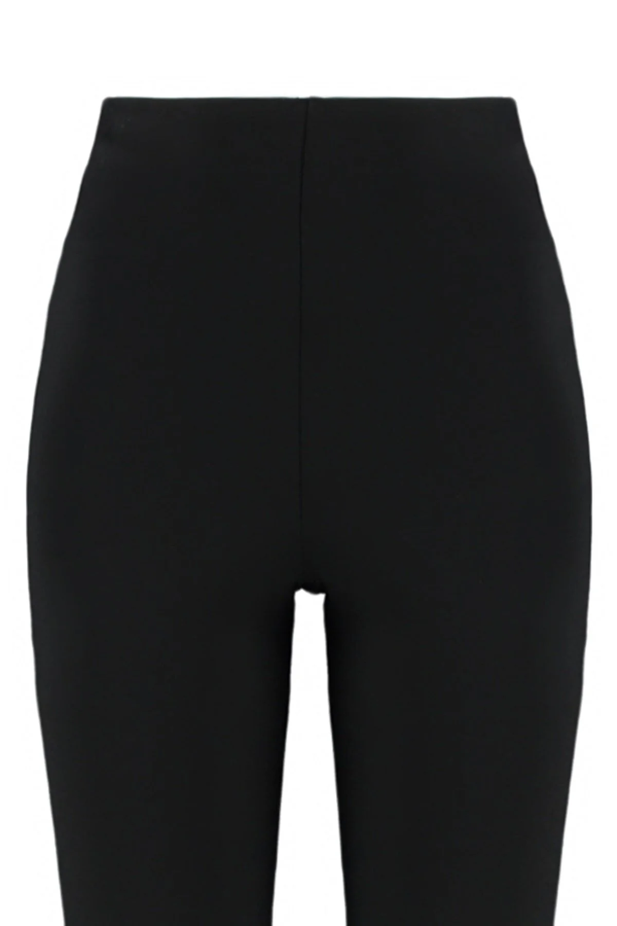 Trendyol Collection  Schwarze, seitlich geschlitzte, ausgestellte/spanische Strickhose mit hoher Taille TWOSS23PL00134