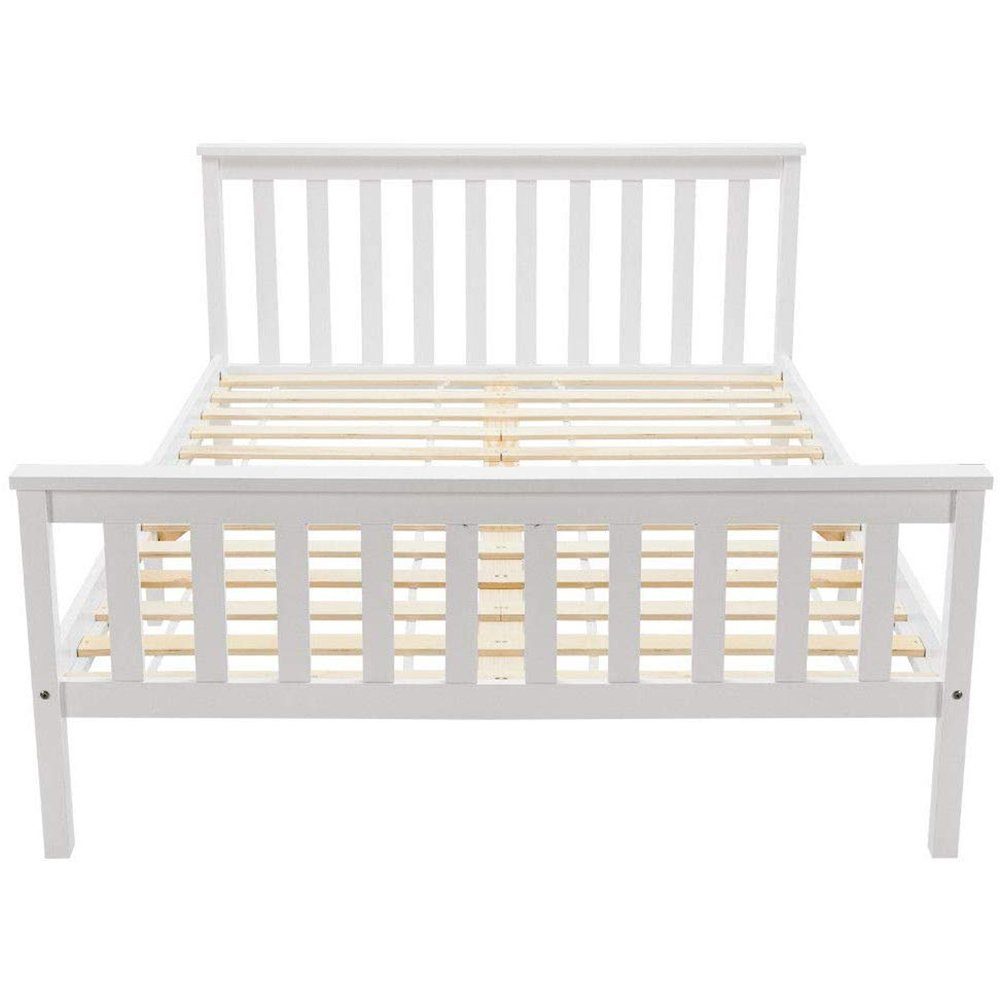 Merax Massivholzbett (Packung), Doppelbett 140x200 cm, Ehebett Bettgestell mit Lattenrost und Kopfteil