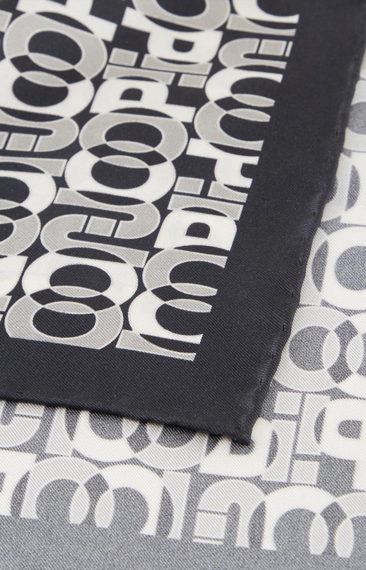 Seiden-Einstecktuch in Dunkelblau/Offwhite