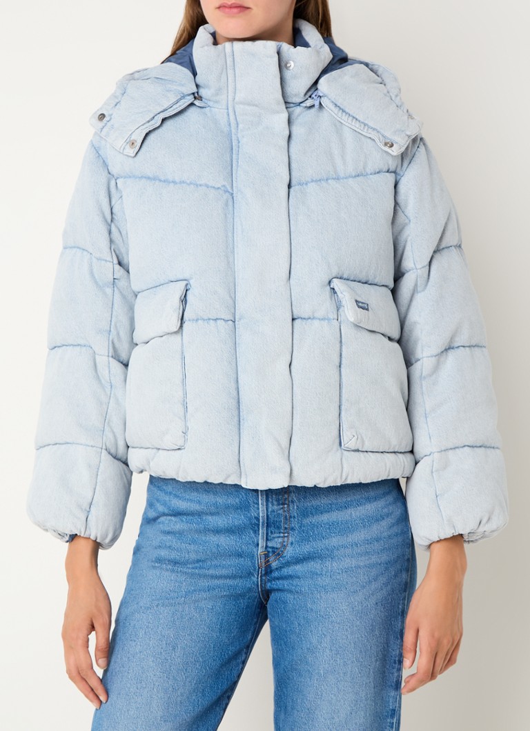 Levi's  Western Bubble puffer jack met donvulling en afneembare capuchon