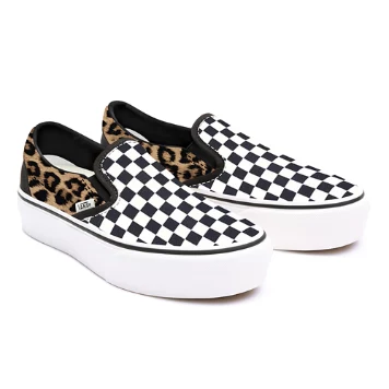 Leopard Checkerboard Slip-On Platform personalizzate
