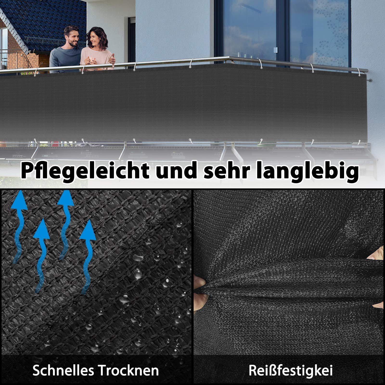 UISEBRT Balkonsichtschutz Balkon Sichtschutz Balkonbespannung HDPE