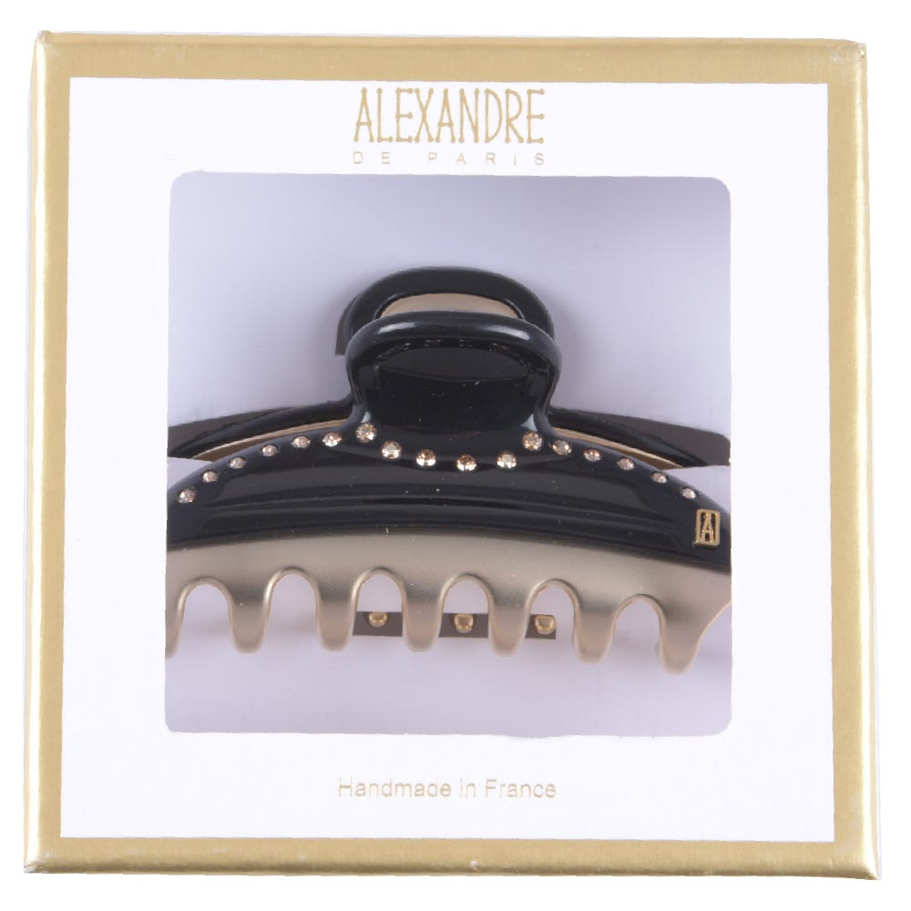 Alexandre de Paris Pince Vendôme Medium Strass black