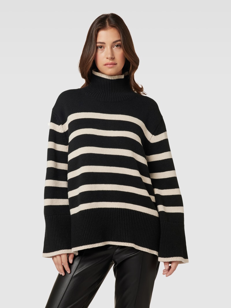 Strickpullover mit Rollkragen Modell 'Fanning' in schwarz
