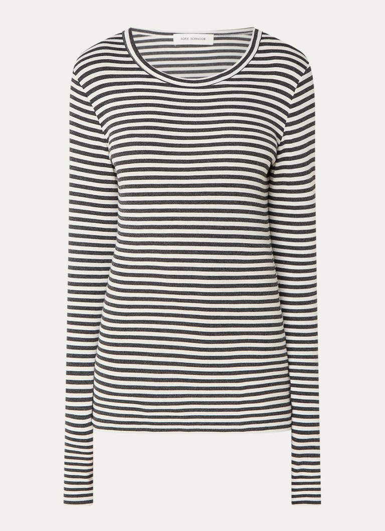 Tricou cu mânecă lungă în dungi și decolteu rotund de la Sofie Schnoor.