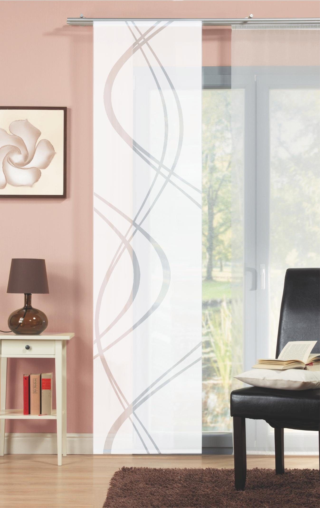 Schiebegardine TIBERIO, HOME WOHNIDEEN, Paneelwagen (1 St), transparent, Scherli, HxB: 245x60, blickdichter Dekostoff