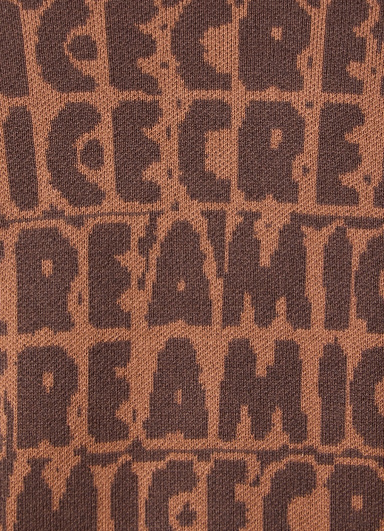 Jemne pletený kardigan s textom ICE CREAM zo zmesi vlny s potlačou loga
