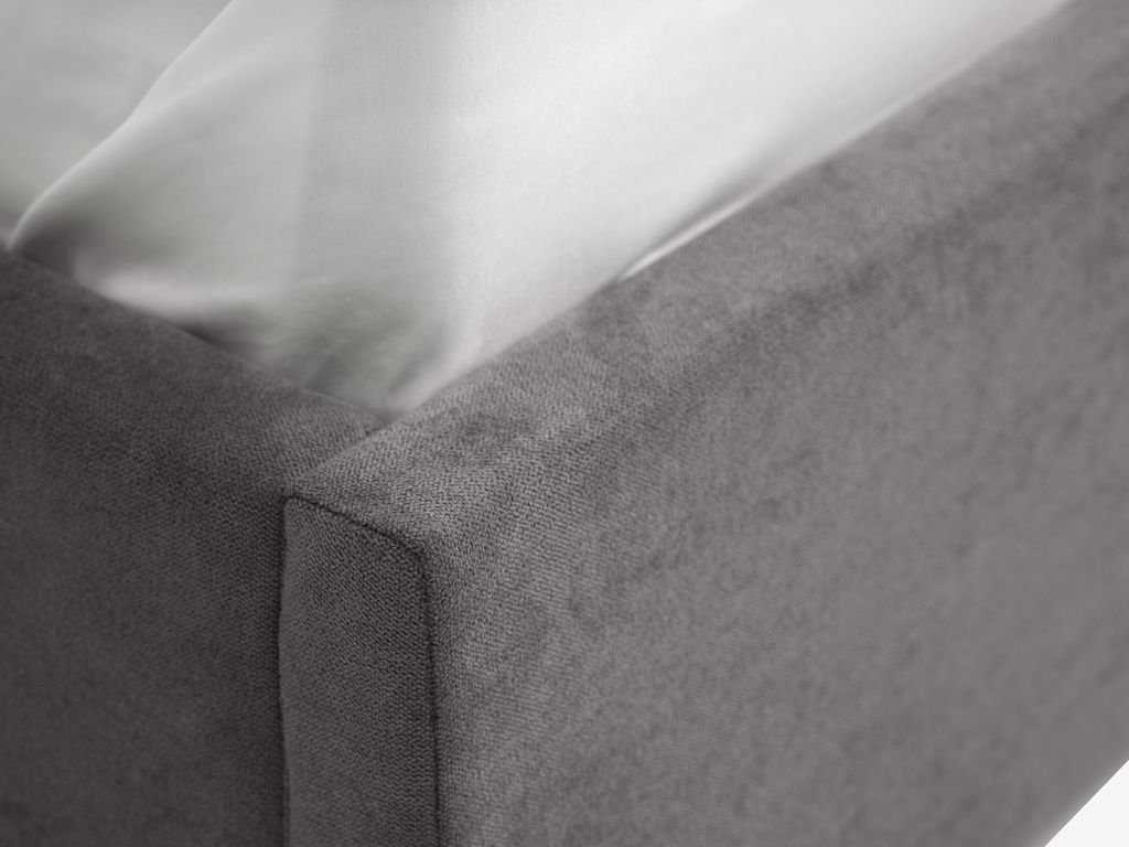 Estrutura de cama HASLEV HASLEV 150x200cm com tecido cinza escuro e espaço para armazenamento