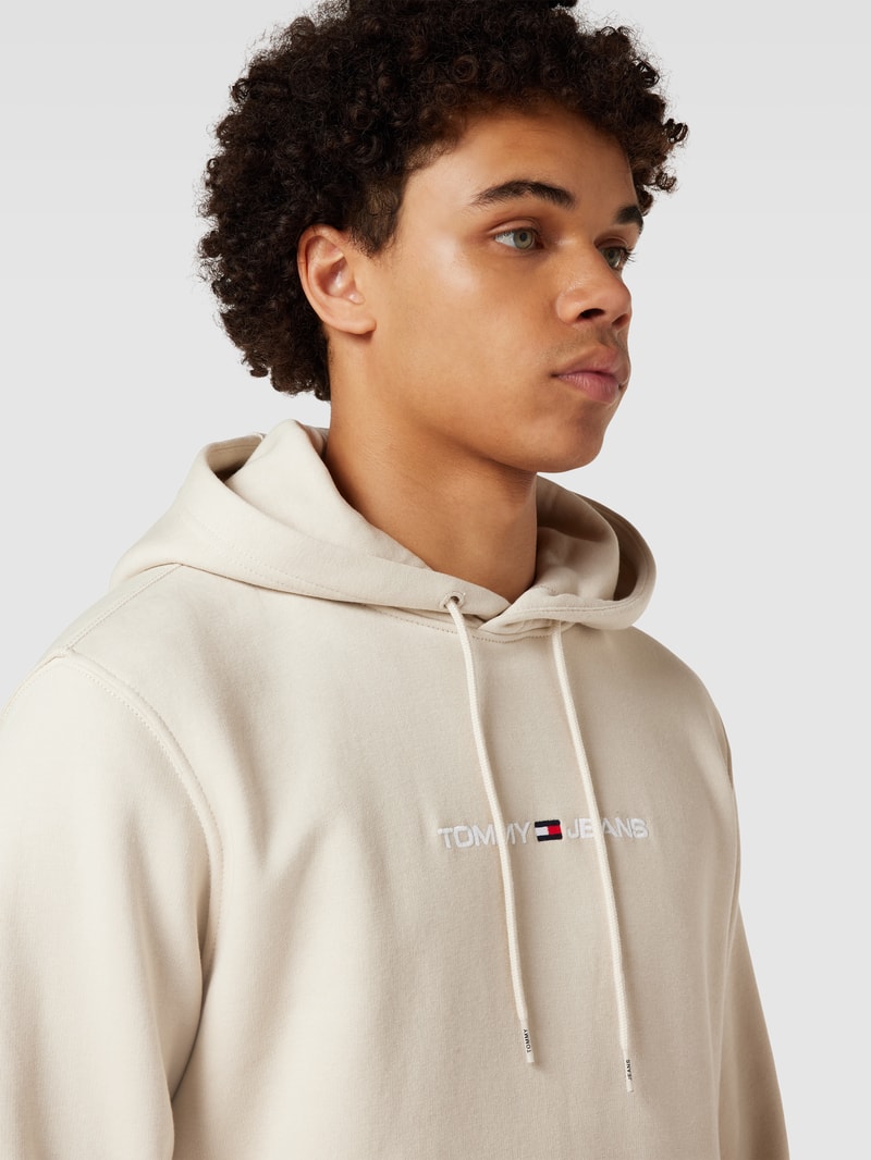 Hoodie mit Label-Stitching in beige