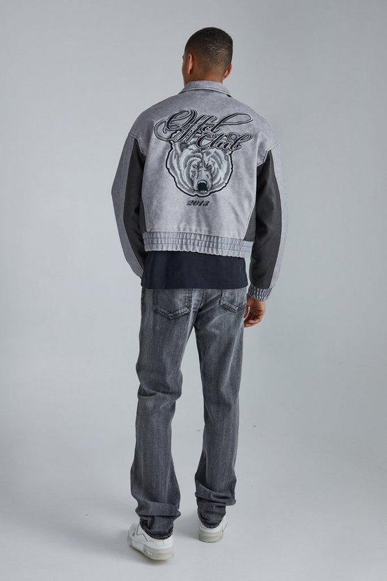 Kastige PU-Jacke mit Kragen