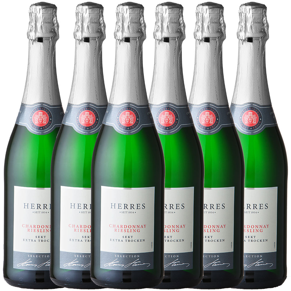 Herres Chardonnay Riesling Sekt, extra trocken, 6er Karton