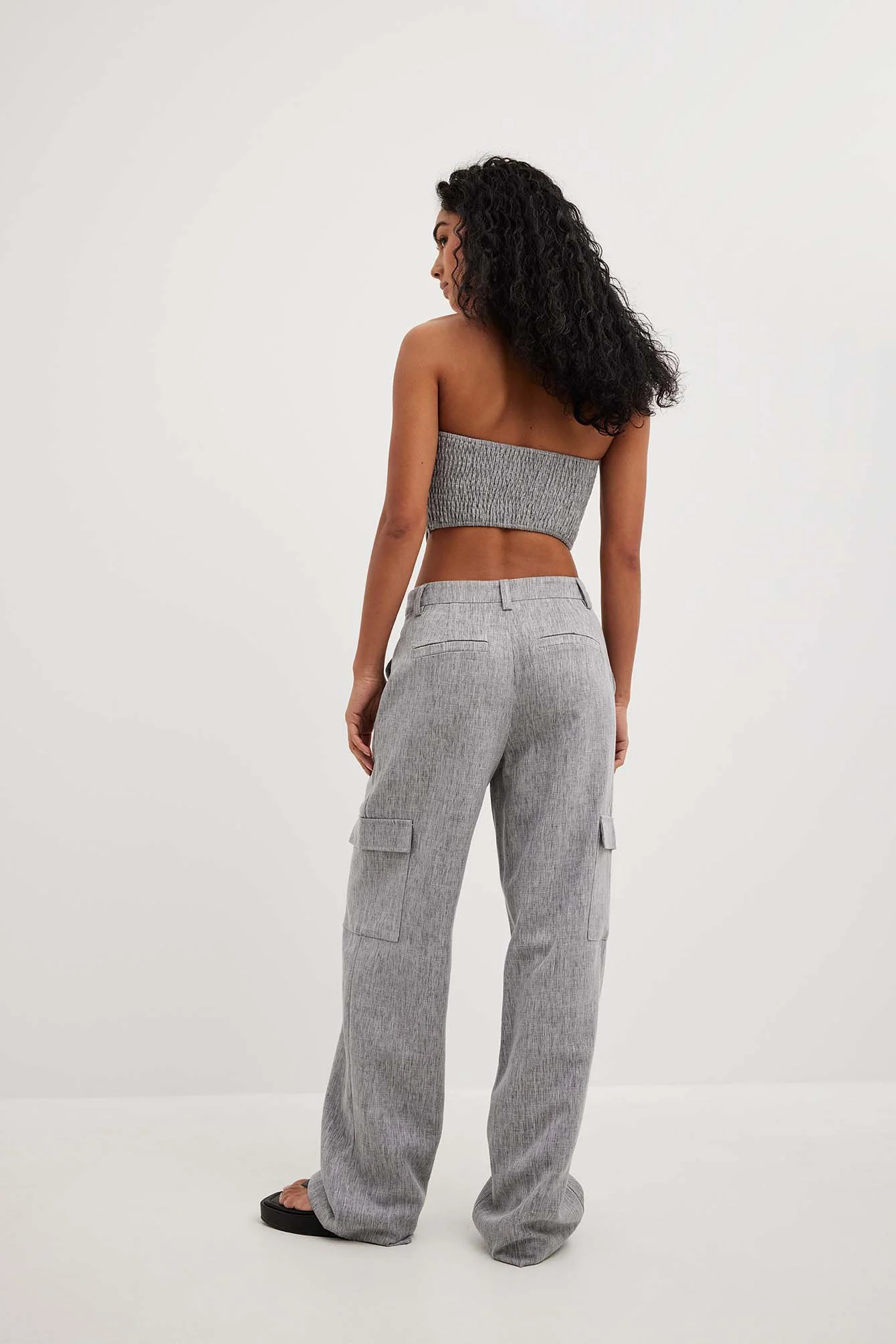 Hohe Mid-Rise Cargo-Hose in Melange