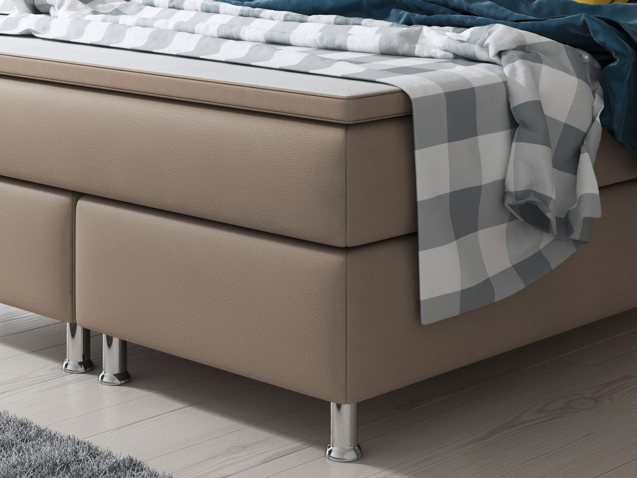 IHG Boxspringbett Miami 140x200 cm Kunstleder Muddy