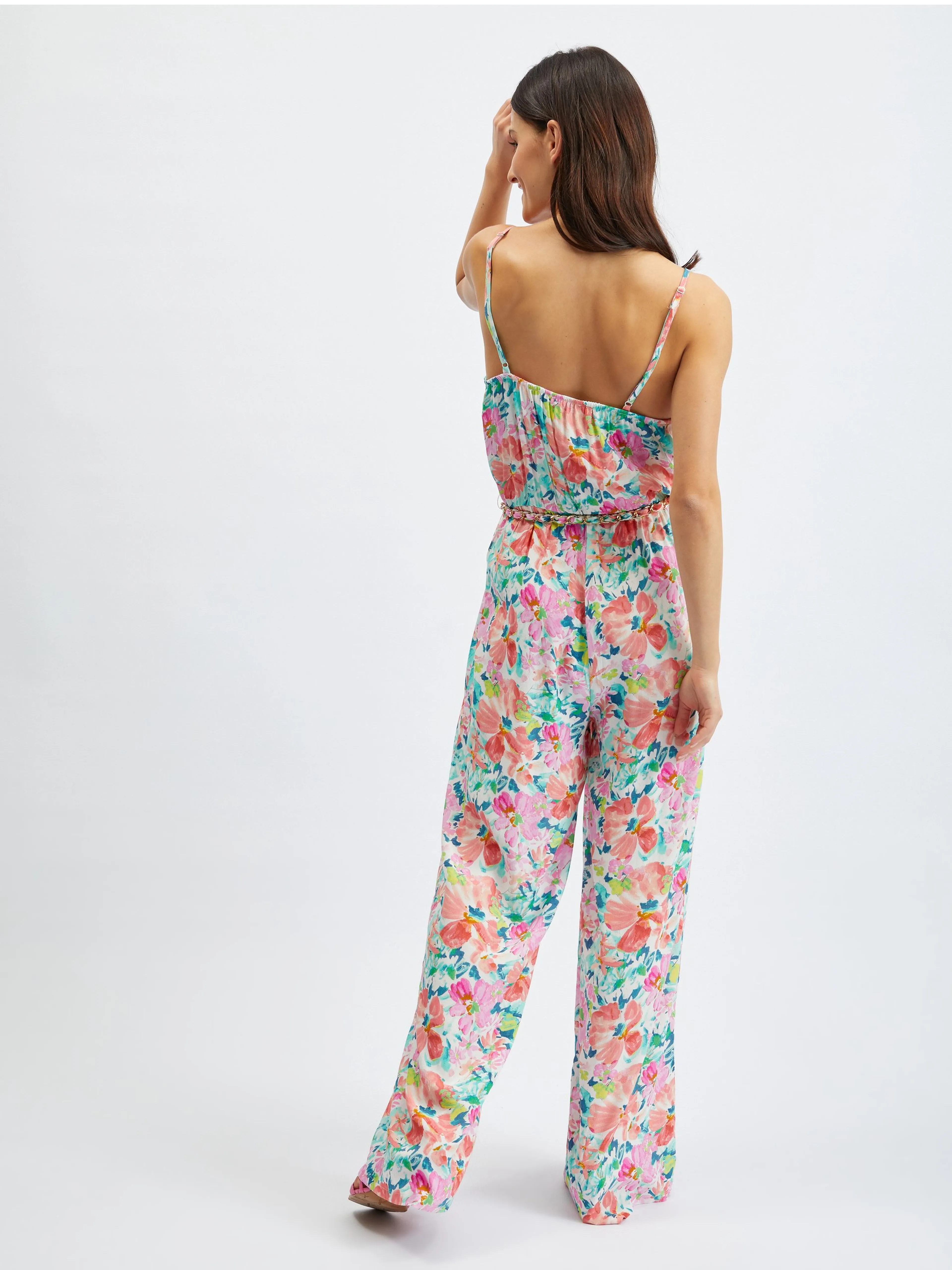 Rosa und cremefarbener Damen-Jumpsuit mit Blumenmuster ORSAY