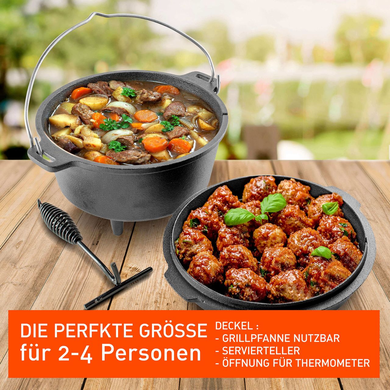 Jim Beam Dutch Oven mit 2-IN-1-Deckel aus Gusseisen