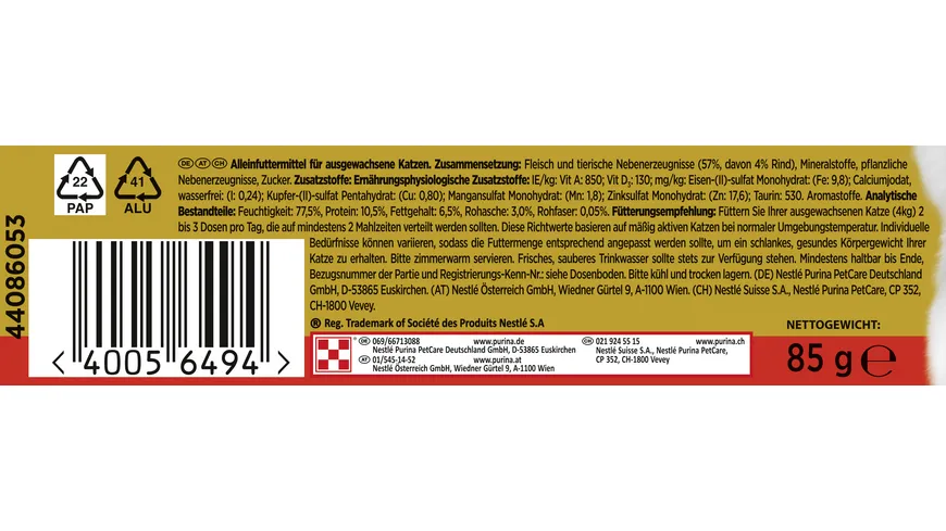PURINA GOURMET Gold Feine Pastete mit Rind 85 g