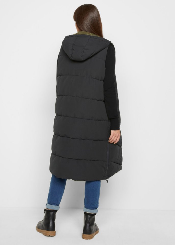 Wende-Steppweste aus recyceltem Polyester mit Kapuze