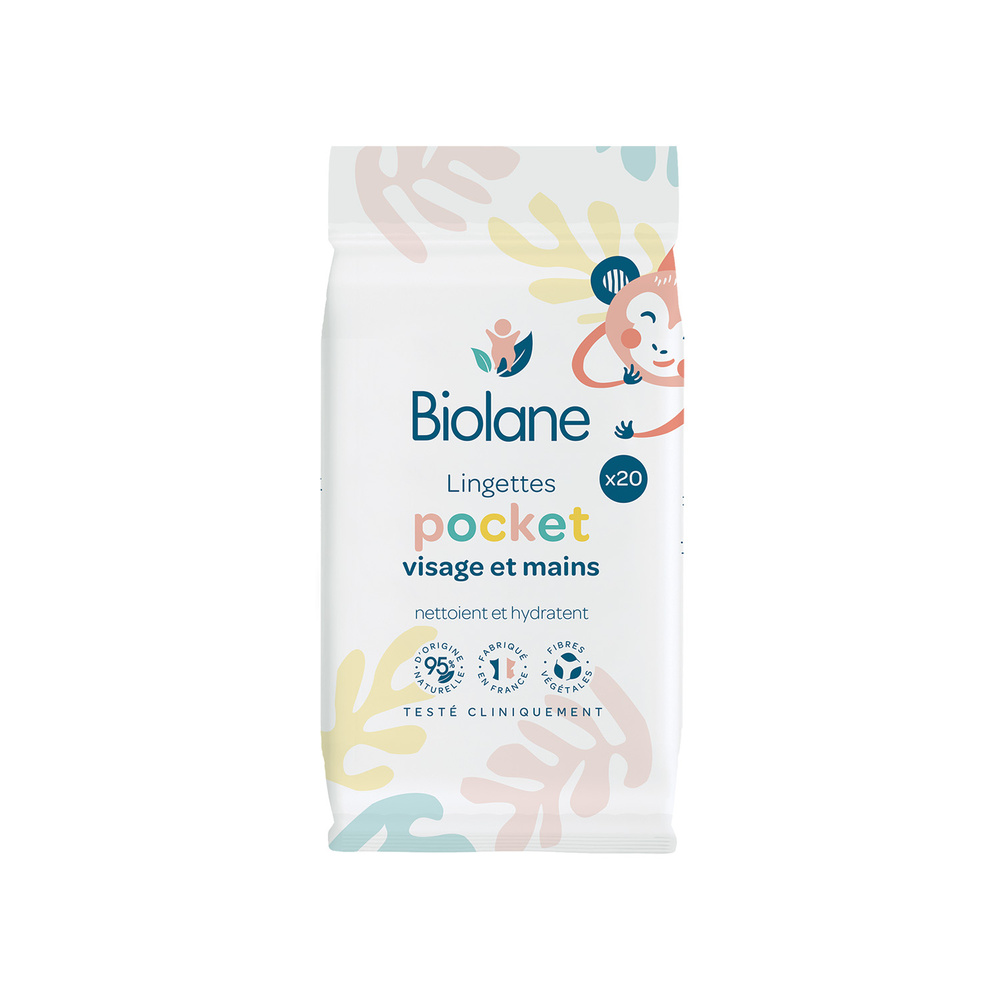 biolane Lingettes easy pocket visage et mains X20 Lingettes