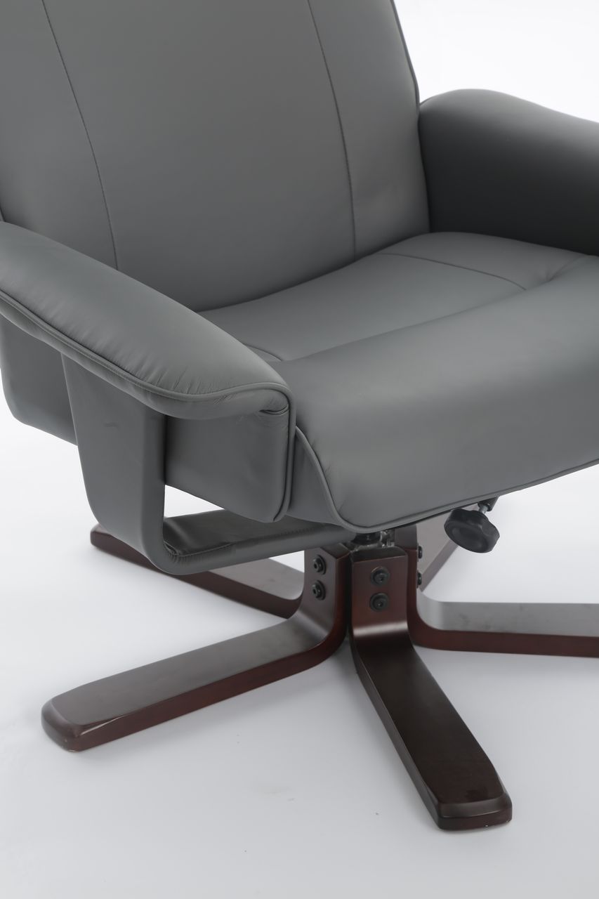 Happy Home Happy Home verstellbare Relaxsessel mit Hocker grau & Holzbeine