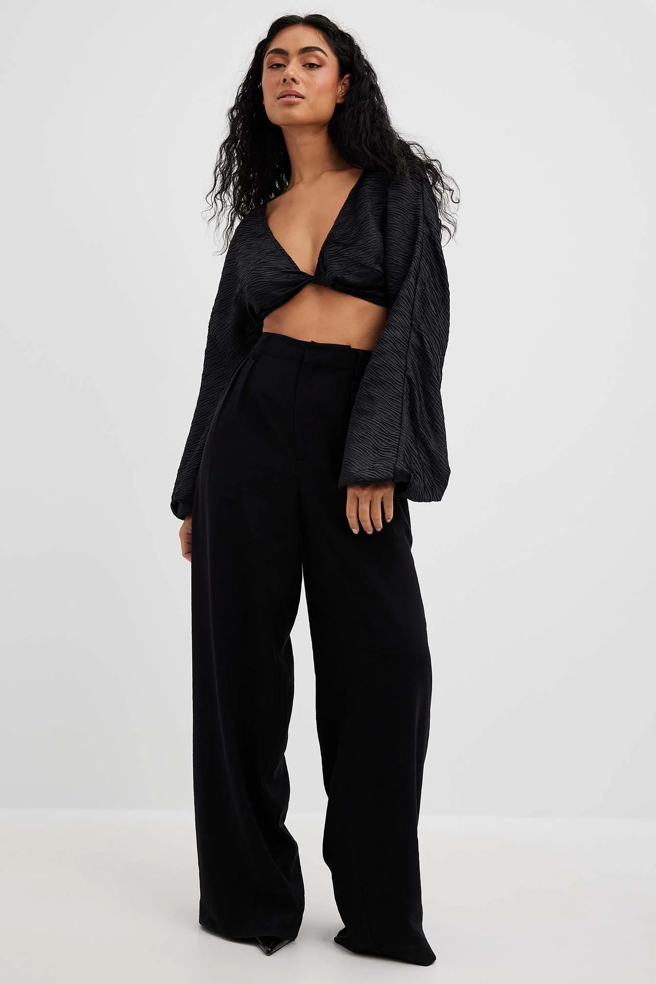 Twist Front Pleated Blouse