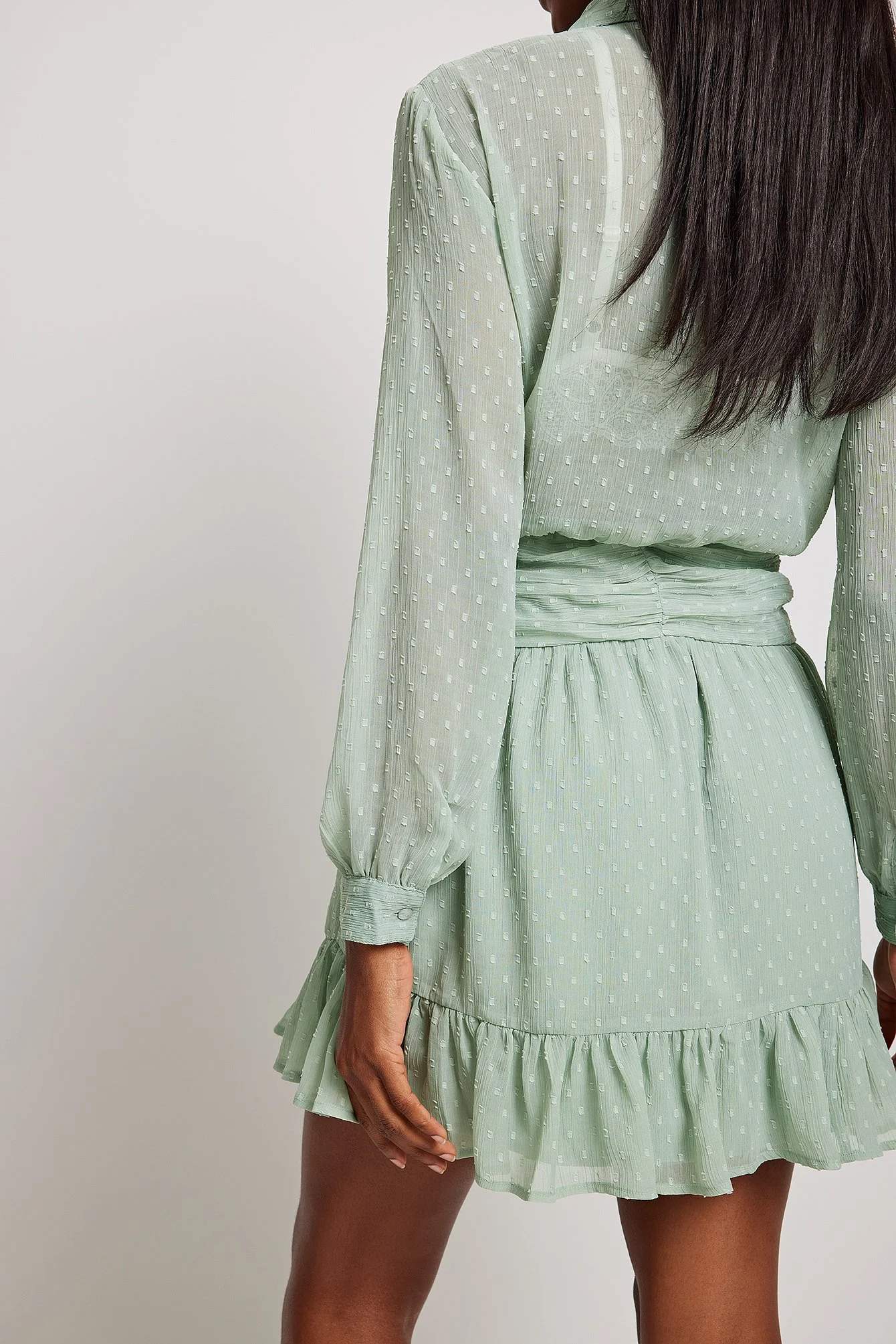 Mini-Kleid mit Dobby-Taillen-Detail