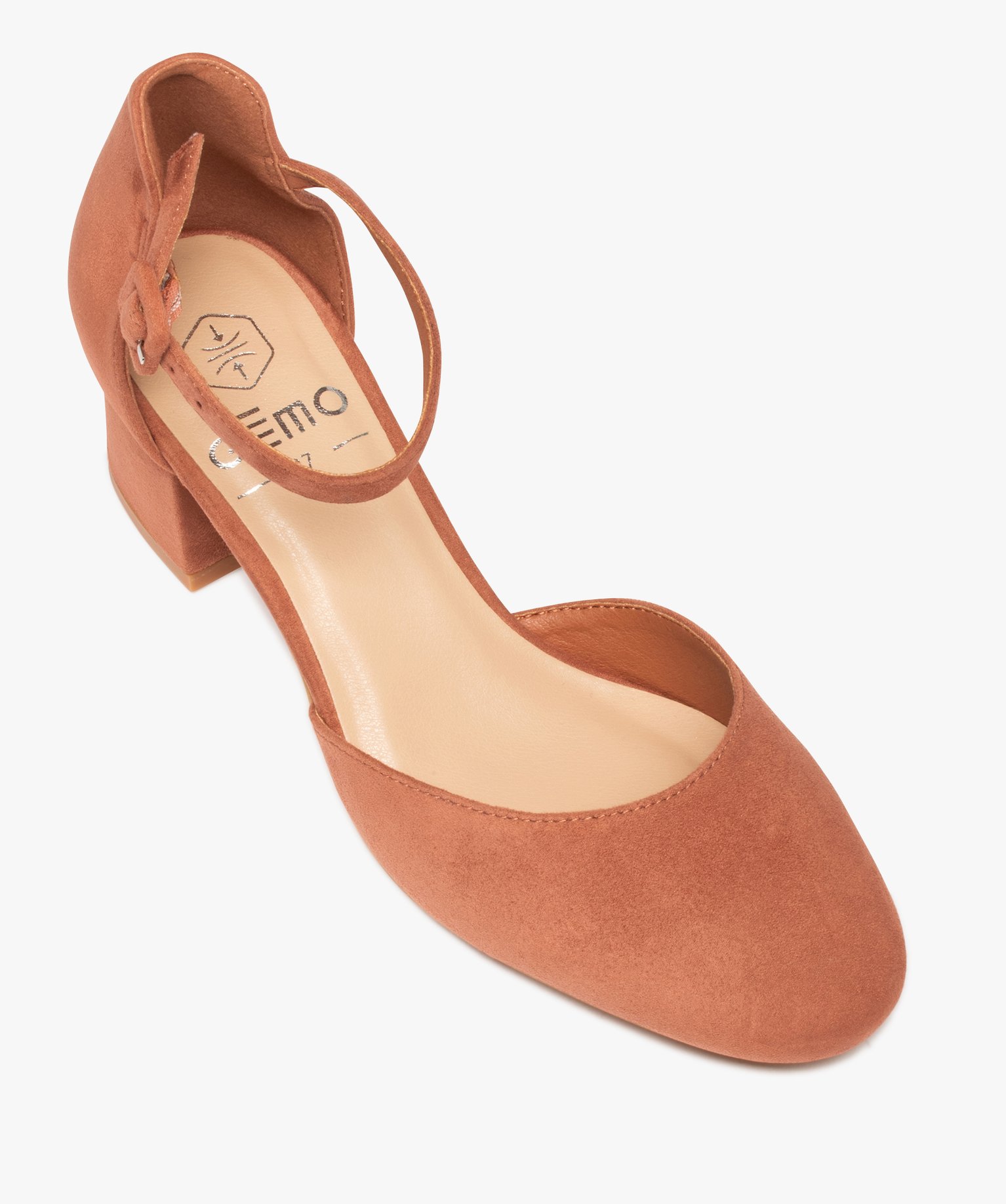 Escarpins femme à talon et bride dessus suédine unie rose | GEMO