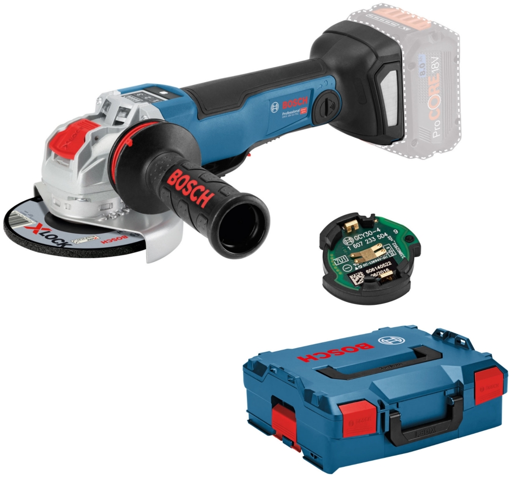 Bosch Blue 06017B0800 X-LOCK GWX 18 V-10 PSC Cordless Angle Grinder Excl. Batteries + charger in L-BOXX