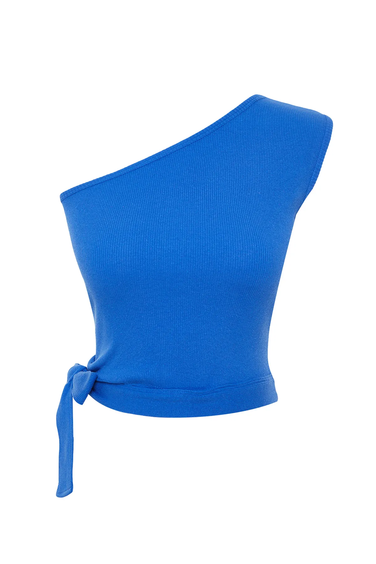 Trendyol Collection  Saks Einschultrige taillierte/körperbetonte Strickbluse mit geripptem Detail TWOSS22BZ1558