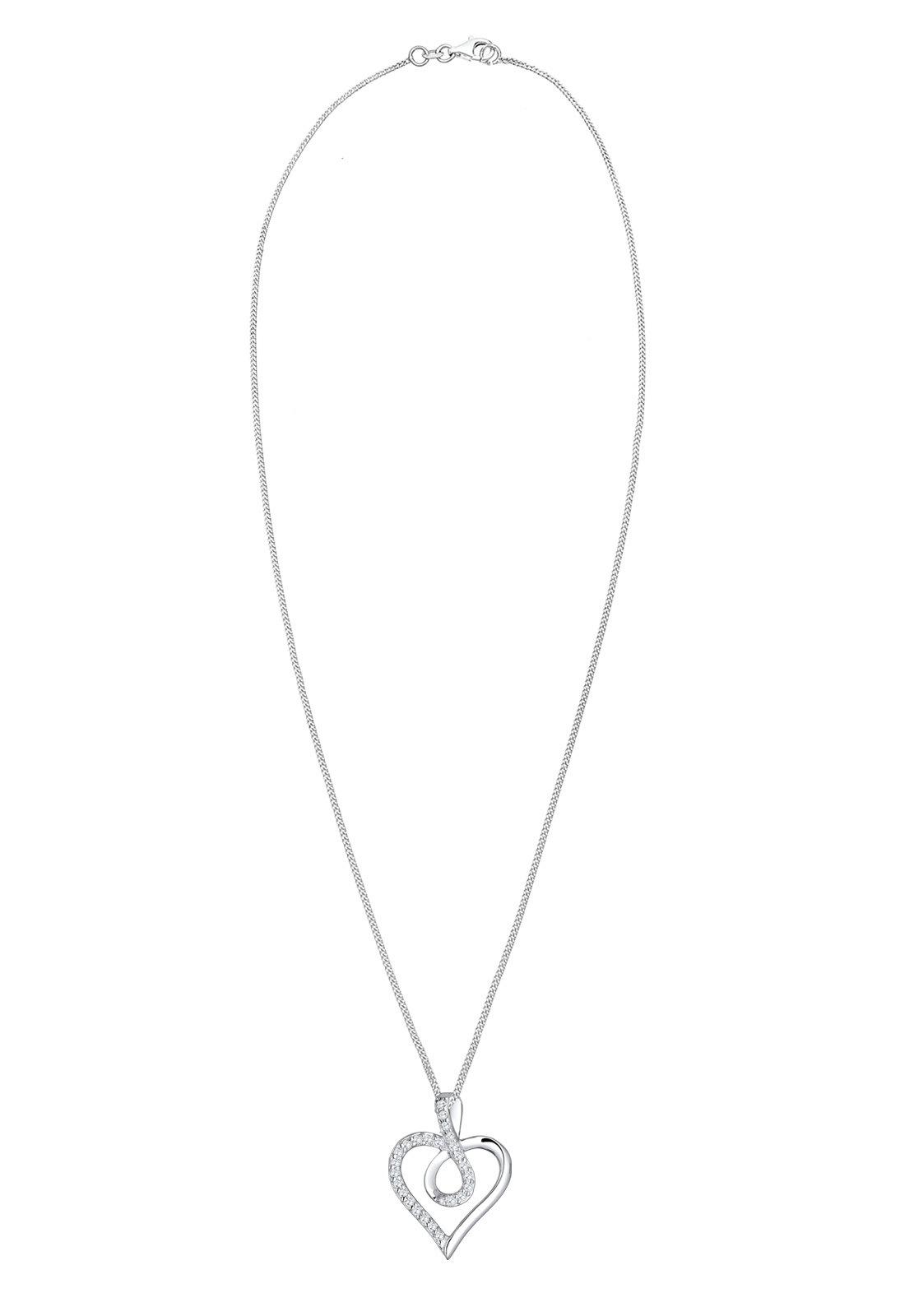 Elli Women's Infinity Heart Symbol with Cubic Zirconia Crystal - (925/1000) Silver