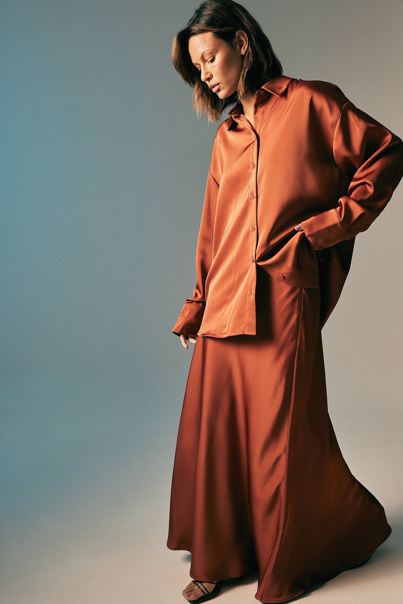 Maxi Mid Waist Satin Skirt
