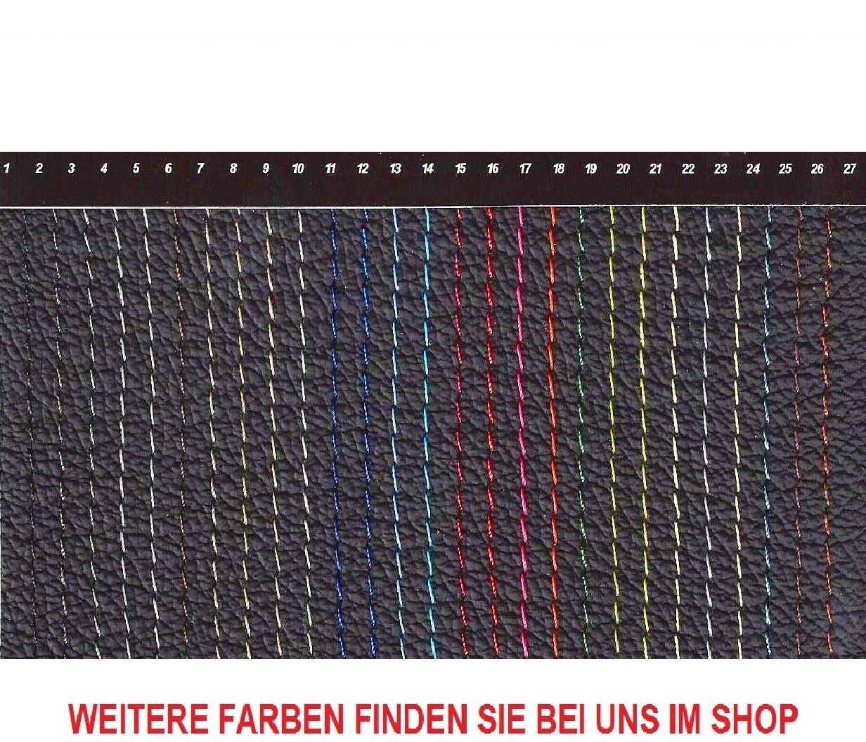 LECO Lenkradbezug Lenkradhülle Auto schwarz mit bunter Naht für viele Modelle von VW, Echtleder
