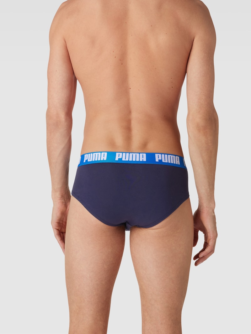 Slip mit elastischem Logo-Bund im 4er-Pack in royalblau