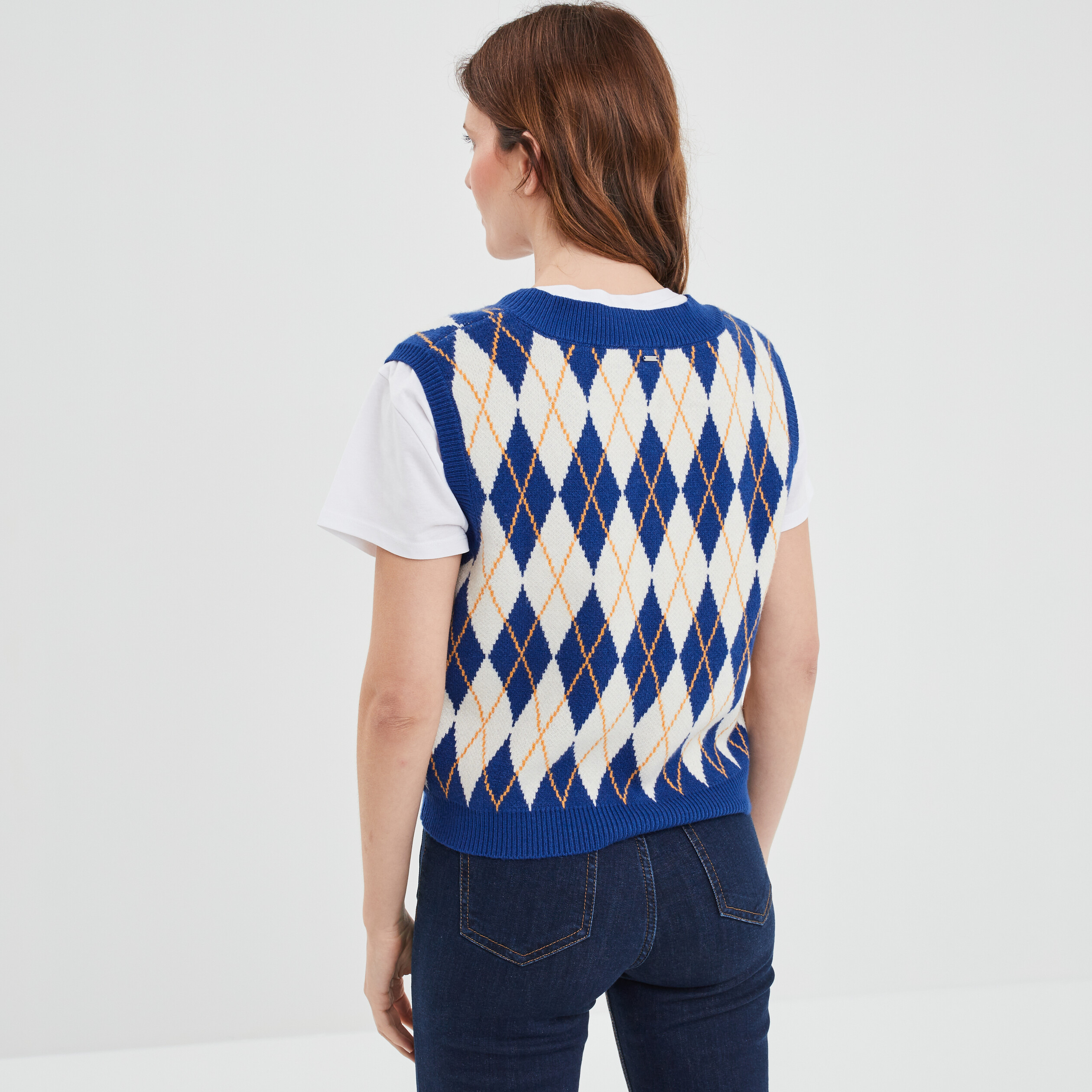Pull sans manches col en V Creeks bleu electrique femme | La Halle