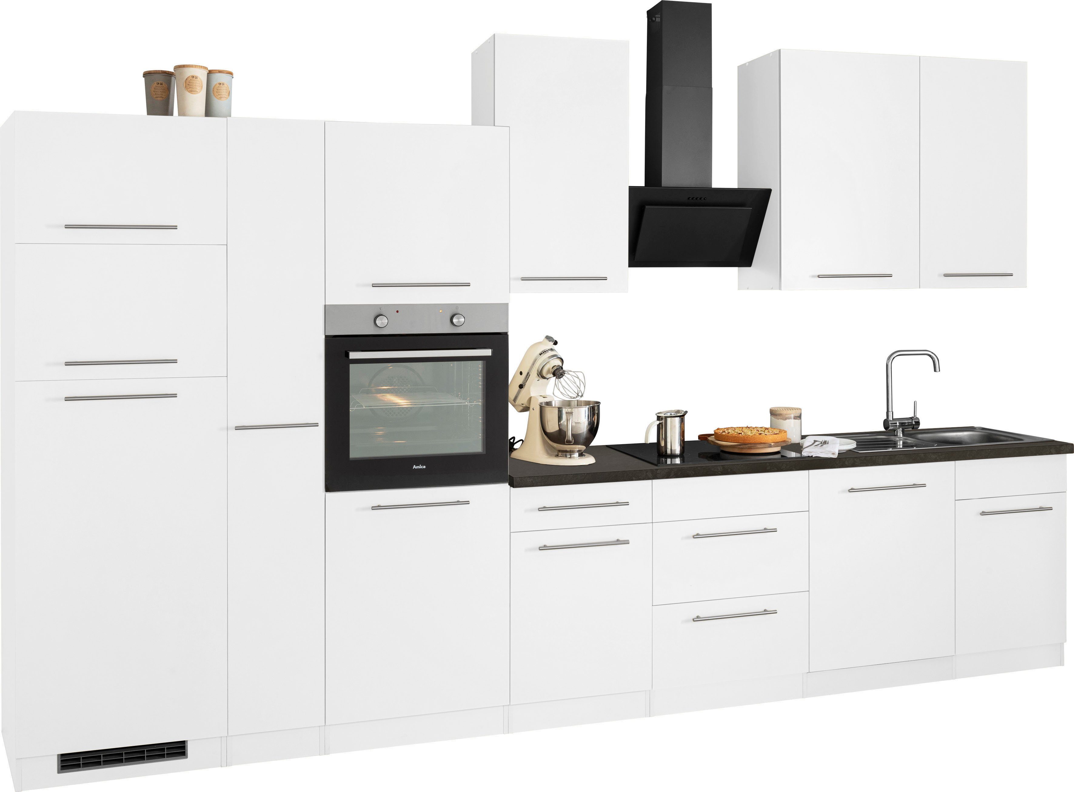 wiho Küchen Küchenzeile Unna, mit E-Geräten, Breite 370 cm