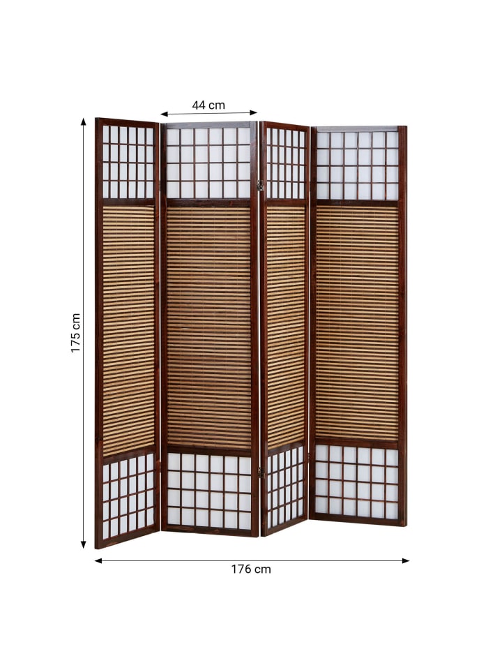 Homestyle4u 4-tlg. Paravent in Braun 176x175 günstig kaufen onesize