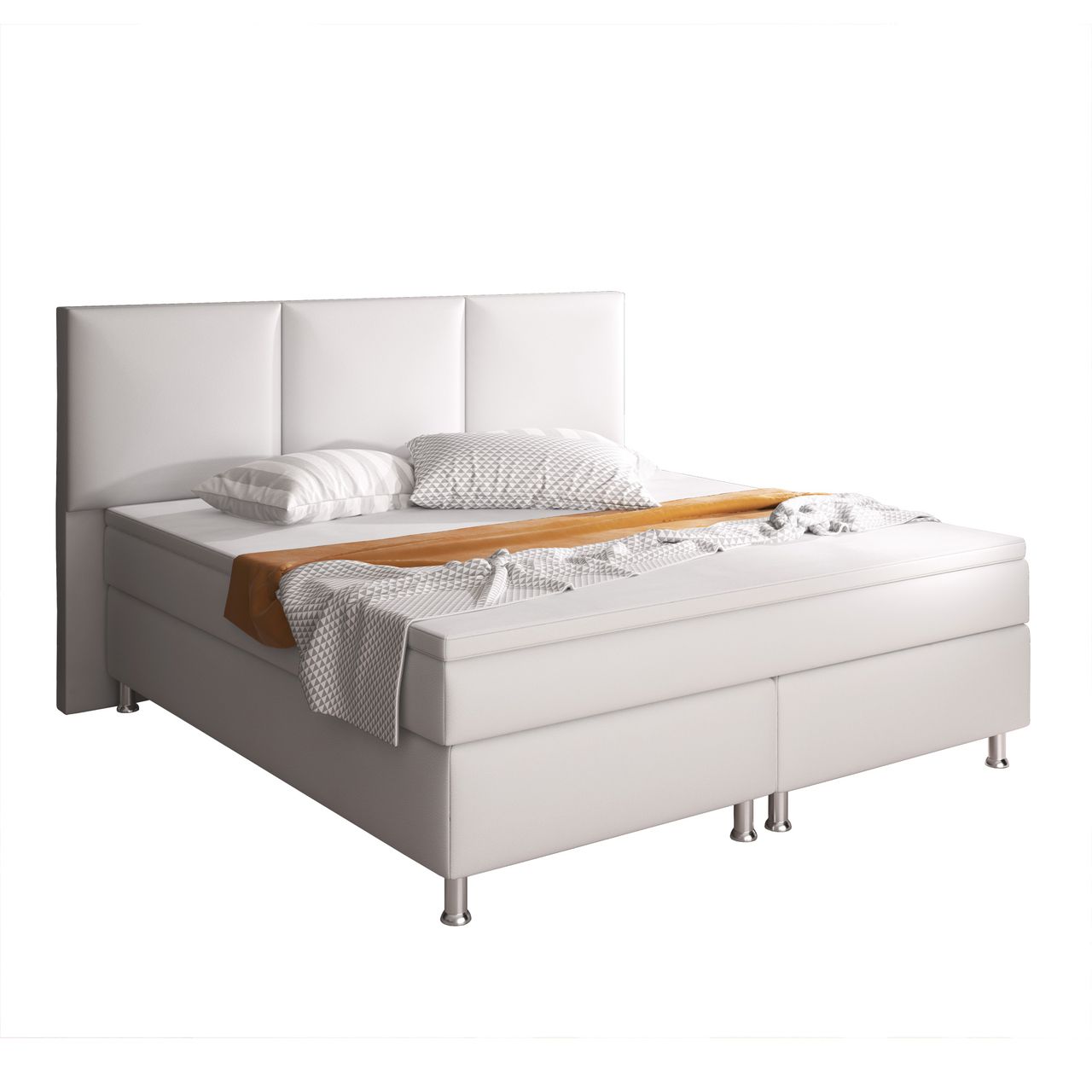 IHG Boxspringbett Oslo 180x200 cm Kunstleder Weiß