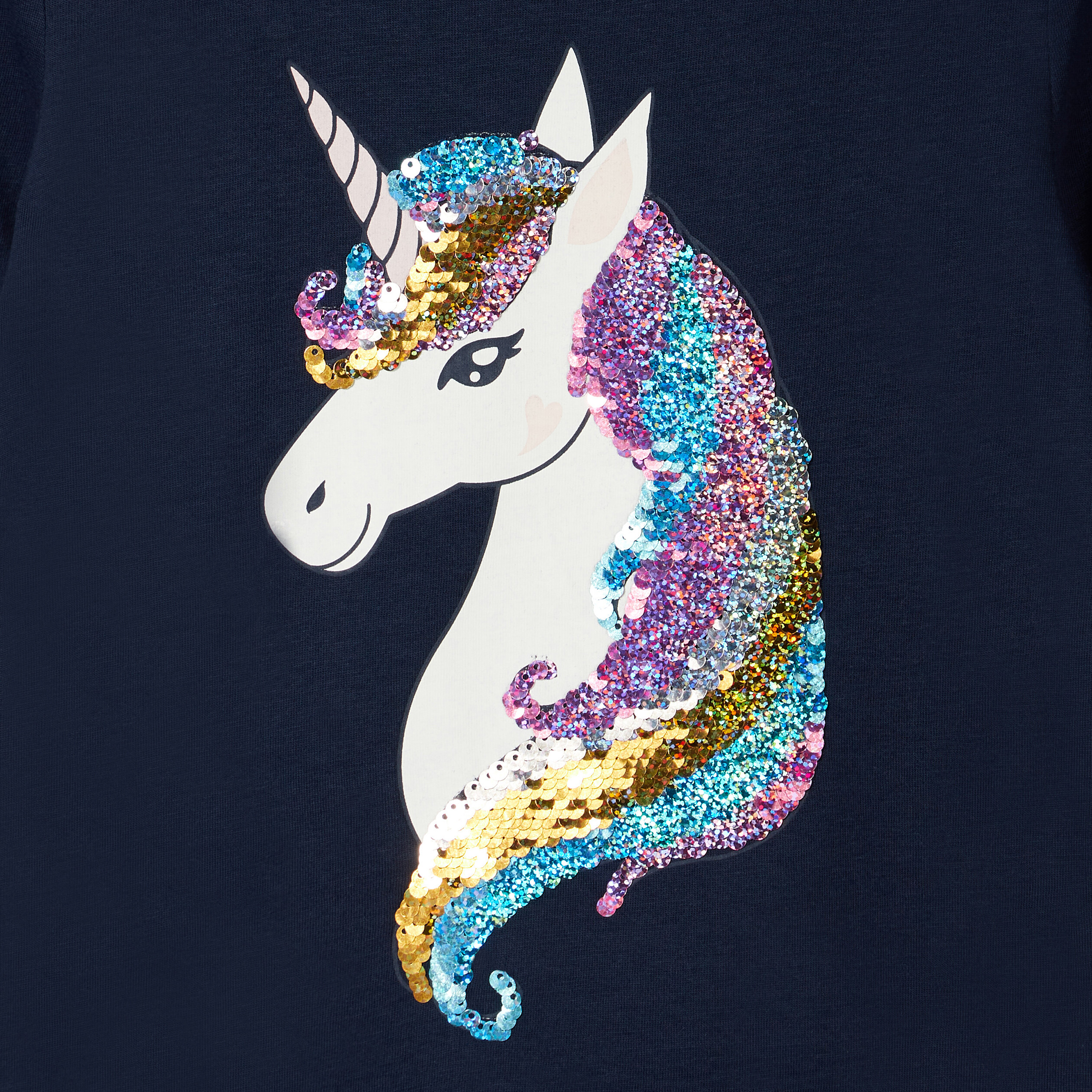 T-shirt avec sequins réversibles bleu marine fille | La Halle