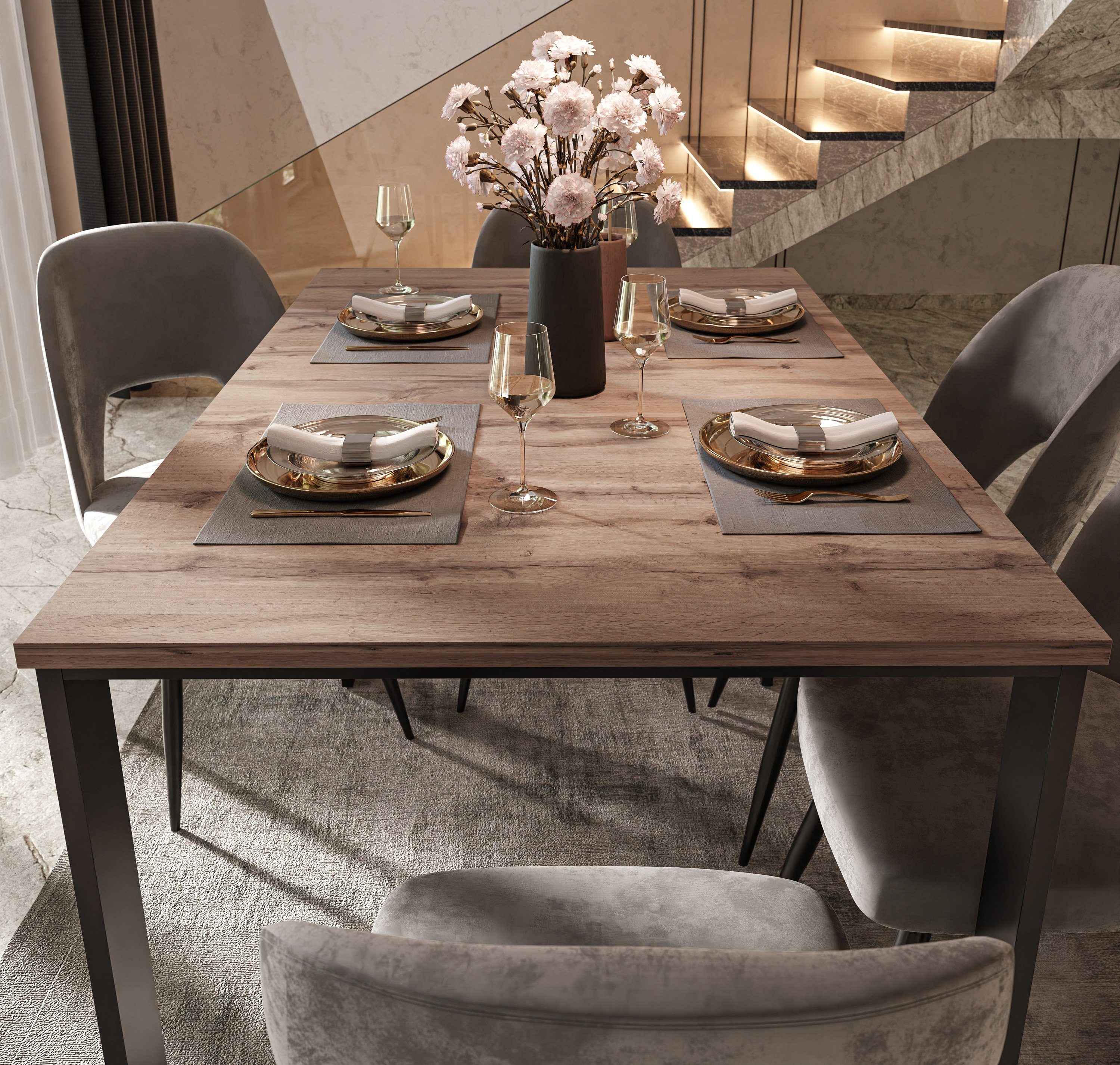 yourhouse24 Esstisch Sort LOFT 125-292 cm Ausziehtisch Modern Tisch Ausziehbar Loft Design