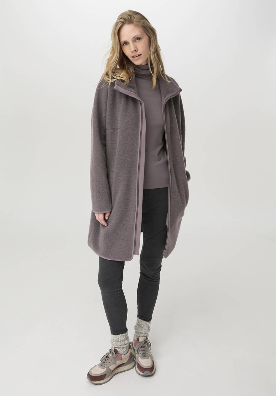 Wollfleece Mantel aus reiner Bio-Merinowolle