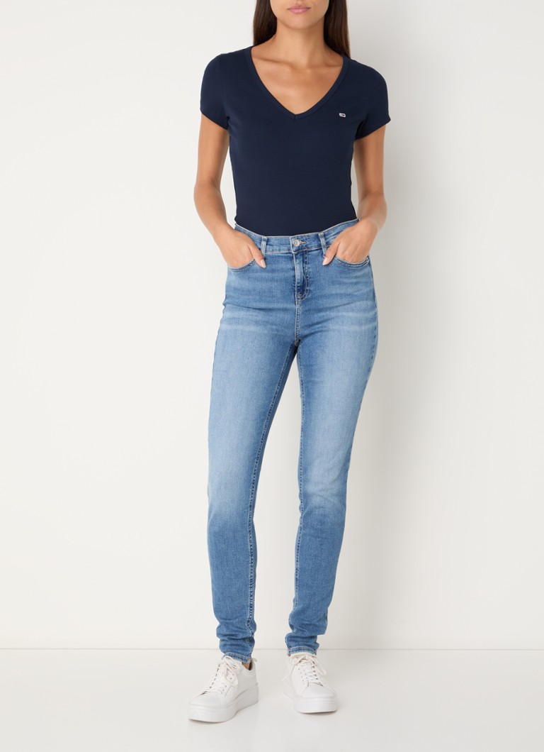 Blugi skinny Tommy Hilfiger Nora cu talie medie, spălare deschisă