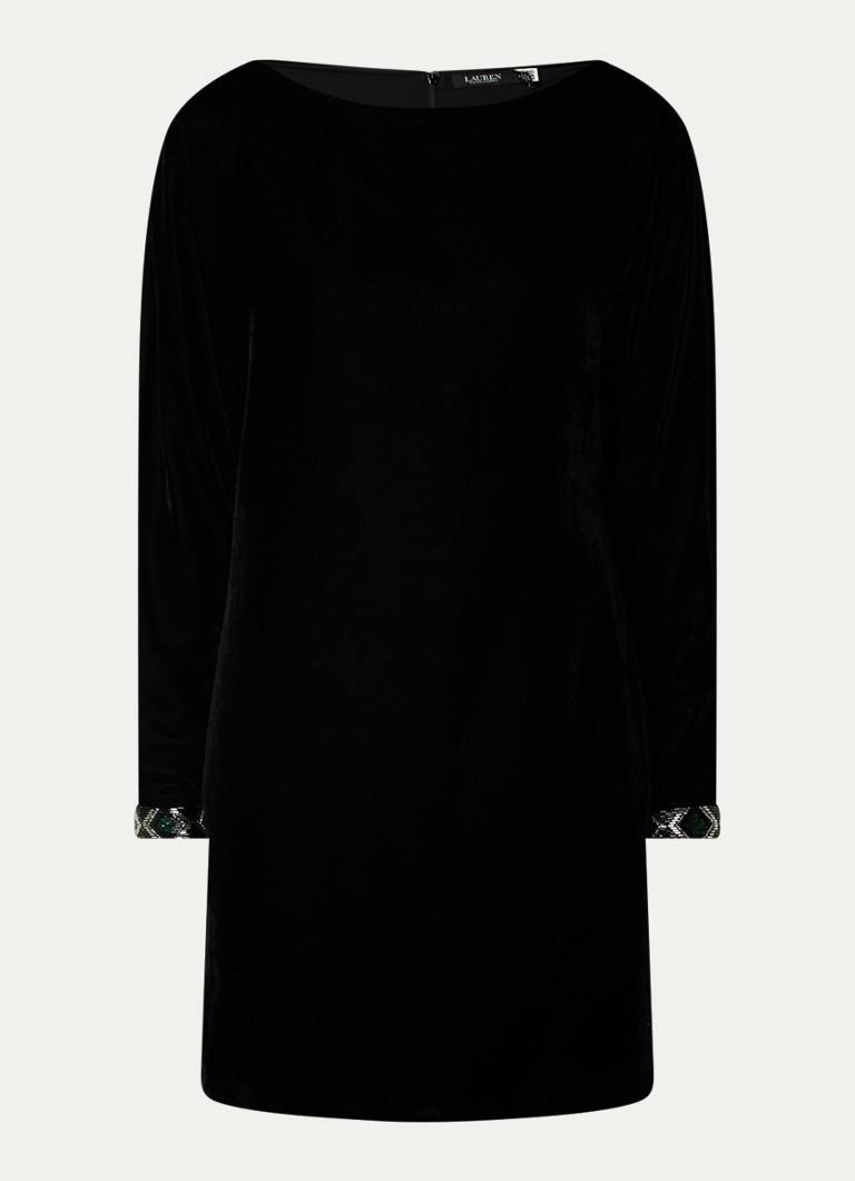 Vestido curto de veludo Ralph Lauren com decote canoa