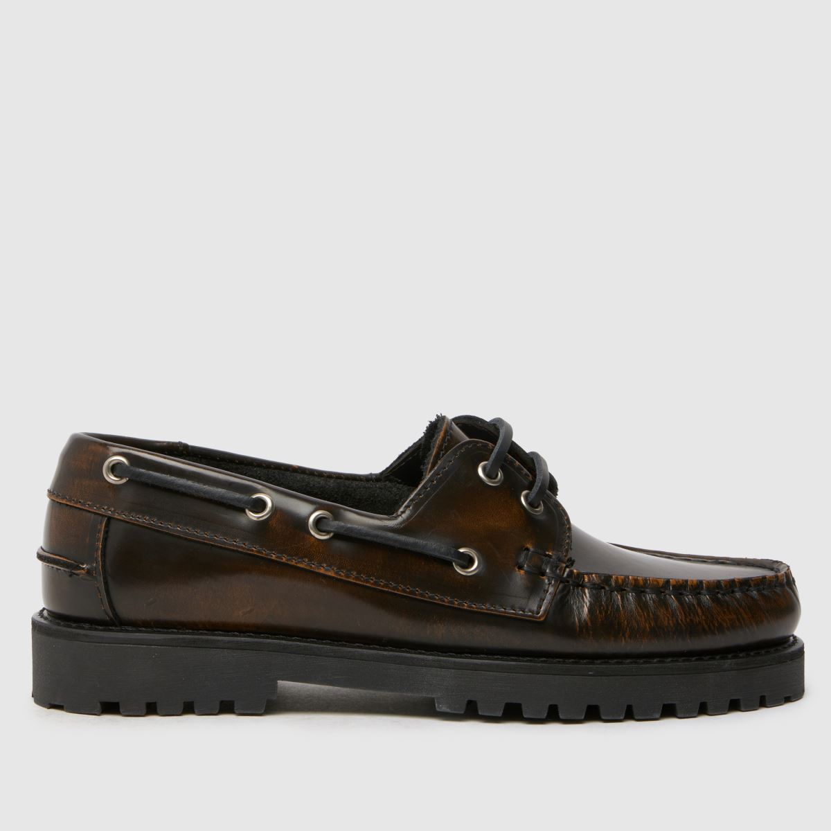 Schuh Laith – Bruna, platta båtskor i läder