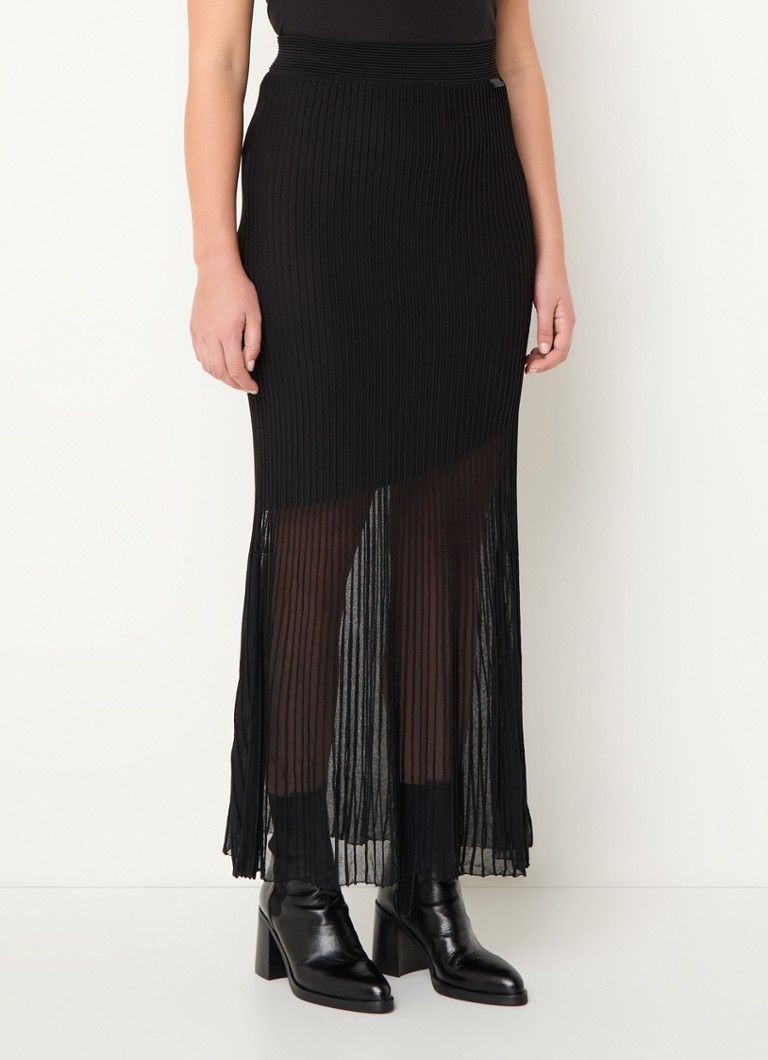 Fustă midi semitransparentă Sarenny de la HUGO BOSS cu textură striată