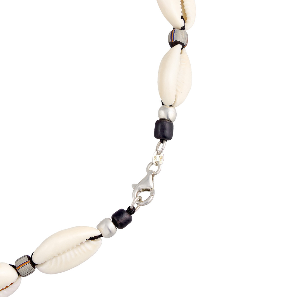 KUZZOI KUZZOI Collier Hommes plage surfeur festival avec coquillage cauri en Argent Ster collier