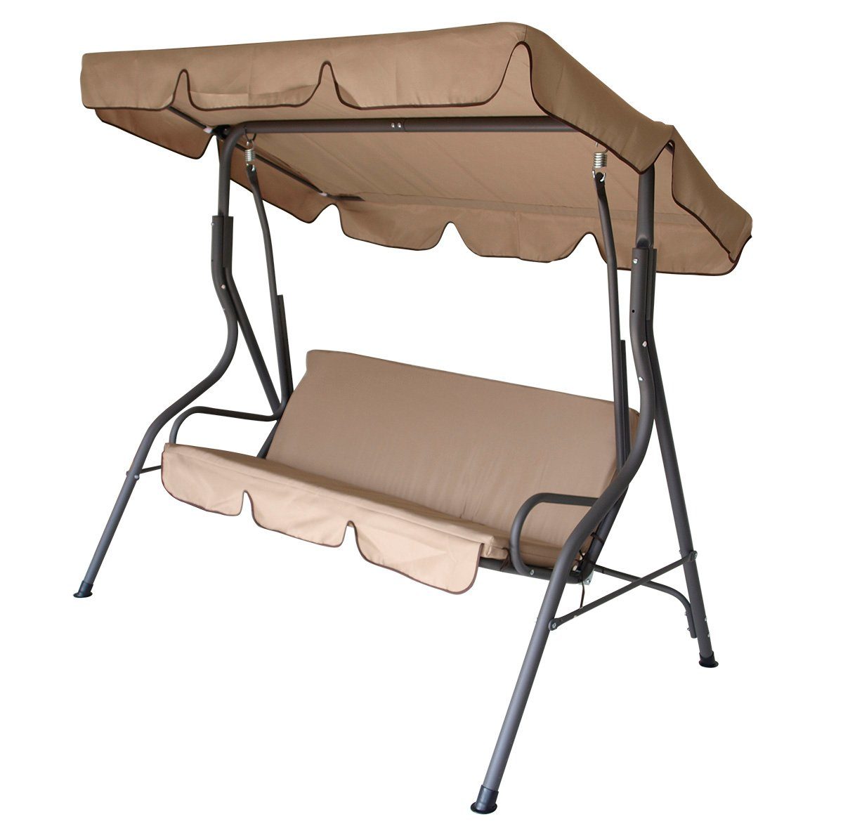 DEGAMO Hollywoodschaukel Hollywoodschaukel, 3-Sitzer, 1 tlg., 3-sitzer 170cm, Farbe grau / beige, verstellbares Dach